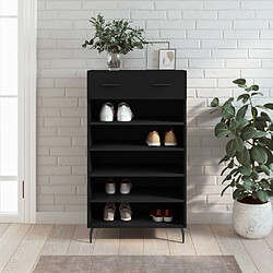 Maison Chic Armoire à Chaussures Noir,Meuble de Rangement à Chaussures 60x35x105 cm bois d'ingénierie -MN55487