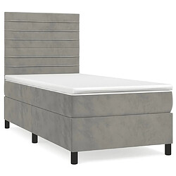 vidaXL Sommier à lattes de lit et matelas Gris clair 90x190 cm Velours