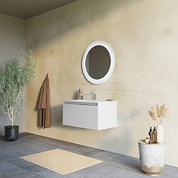 Avis Kiamami Valentina ARMOIRE DE SALLE DE BAIN 80CM GRIS CLAIR MAT AVEC MIROIR ROND À LED | MONACO