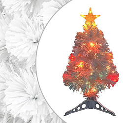 vidaXL Arbre de Noël artificiel pré-éclairé blanc 64 cm fibre optique