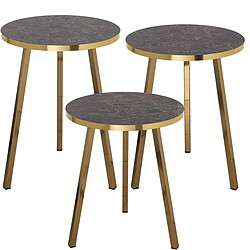 Jeu de 3 tables Alexandra House Living Marron Doré Bois