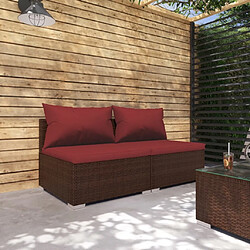 Maison Chic Salon de jardin 2 pcs avec coussins - Table et chaises d'extérieur - Mobilier/Meubles de jardin Moderne Résine tressée Marron -MN25697