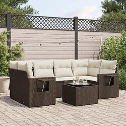 vidaXL Salon de jardin avec coussins 7 pcs marron résine tressée