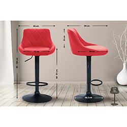 Decoshop26 Tabouret de bar en synthétique rouge pivotant avec repose-pieds métal noir coutures décoratives TDB10586