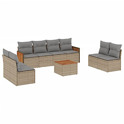 Maison Chic Salon de jardin avec coussins 9 pcs | Ensemble de Table et chaises | Mobilier d'Extérieur beige résine tressée -GKD96713