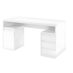 Vente-Unique Bureau avec rangements SERGUEI - MDF laqué blanc