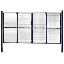 vidaXL Portail en maille de jardin Acier galvanisé 289x200 cm Gris