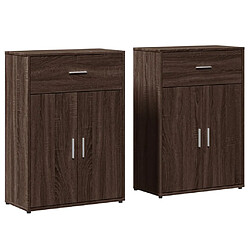 vidaXL Buffets 2 pcs chêne marron 60x30x84 cm bois d'ingénierie