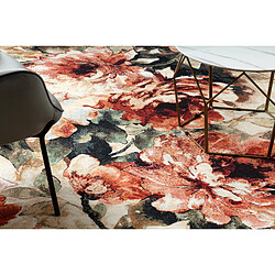 RUGSX Tapis ANTIKA 24 tek, fleurs, feuilles moderne, lavable - terre cuite 120x170 cm pas cher