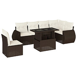 vidaXL Salon de jardin avec coussins 7 pcs marron résine tressée