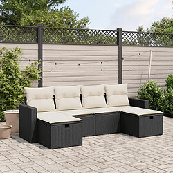 vidaXL Salon de jardin 6 pcs avec coussins noir résine tressée