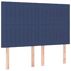 Avis vidaXL Tête de lit à LED Bleu 144x5x118/128 cm Tissu