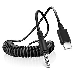 Câble USB-C vers Jack 3.5mm Mâle Son de Qualité Cordon spiralé 1m Puluz Noir