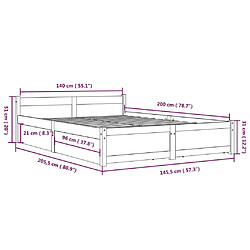 vidaXL Cadre de lit sans matelas avec tiroirs 140x200 cm pas cher