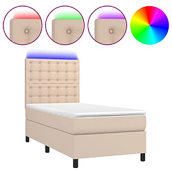 vidaXL Sommier à lattes de lit avec matelas et LED Cappuccino 90x190cm