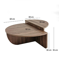 Acheter Toilinux Table basse 2 demis-cercles en panneaux de particules Diam.90cm