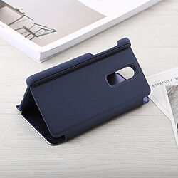 Wewoo Coque Etui en cuir pour miroir OnePlus 6 avec support bleu pas cher