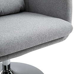 Homcom Fauteuil lounge design grand confort coussins lombaires hauteur réglable pivotant 360° piètement métal chromé lin gris pas cher