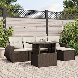 vidaXL Salon de jardin avec coussins 6 pcs marron résine tressée