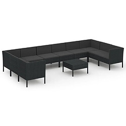 Maison Chic Salon de jardin 11pcs + coussins - Mobilier/Meubles de jardin - Table et chaises d'extérieur Résine tressée Noir -MN98400