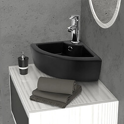 Vasque d'angle 46x33x13 cm noir en céramique ML-Design