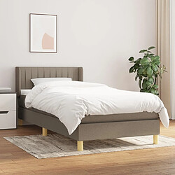 Maison Chic Structures de lit + matelas,Lit à sommier tapissier avec matelas Taupe 80x200 cm Tissu -MN80013