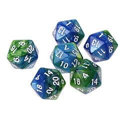 Acheter 10pcs / set 20 face d20 dés pour jeu donjons et dragons bleu vert