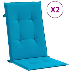 vidaXL Coussins de chaise de jardin à dossier haut lot de 2 bleu tissu