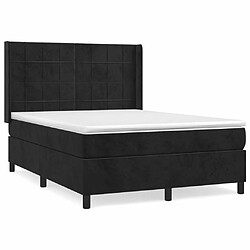 Maison Chic Lit adulte- Lit + matelas,Sommier à lattes de lit avec matelas Noir 140x200 cm Velours -GKD62696