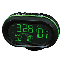 Acheter Voltmètre Thermomètre 3 En 1 Réveil Voiture Écran LCD Vert Orange