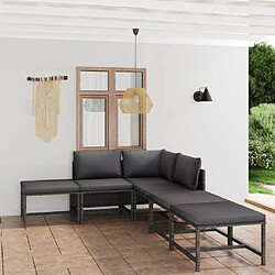 Maison Chic Salon de jardin 6 pcs + coussins - Mobilier/Meubles de jardin - Table et chaises d'extérieur Résine tressée Gris -MN11161