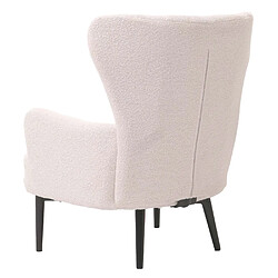 Mendler Fauteuil lounge HWC-K37, fauteuil cocktail/à oreilles chaise rembourrée rétro vintage tissu bouclé (600g/m²) Öko-Tex ~ blanc pas cher