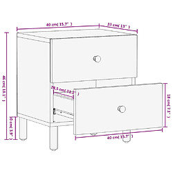 vidaXL Table de chevet noir 40x33x46 cm bois de manguier solide pas cher