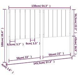 vidaXL Tête de lit Noir 145,5x4x100 cm Bois massif de pin pas cher