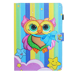 Etui en PU avec support, porte-carte et porte-stylo chouette arc-en-ciel pour votre Samsung Galaxy Tab A8 10.5 (2021) X205/X200