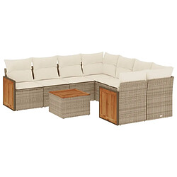 Maison Chic Salon de jardin avec coussins 9 pcs | Ensemble de Table et chaises | Mobilier d'Extérieur beige résine tressée -GKD42005