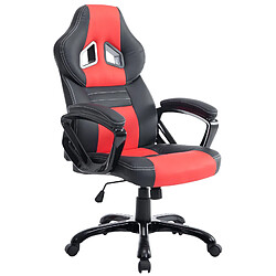 Decoshop26 Fauteuil de bureau gaming sur roulettes mécanisme d'inclinaison en PVC noir / rouge et plastique 10_0002595