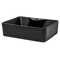 ML DESIGN MODERN LIVING Lavabo en céramique noir mat vasque à poser pour salle de bain 490x365x140 mm