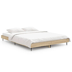 Maison Chic Lit adulte - Lit simple Cadre de lit,Structure du lit Contemporain chêne sonoma 135x190 cm bois d'ingénierie -MN36870