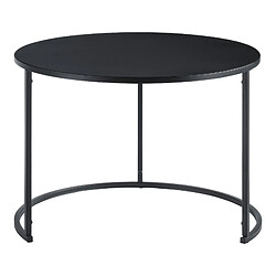 Helloshop26 Lot de 2 tables basses rondes gigognes métal noir 03_0008530