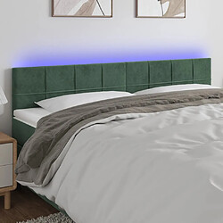 Maison Chic Tête de lit moderne à LED lumineuse pour chambre - Décoration de lit Vert foncé 160x5x78/88 cm Velours -MN83589