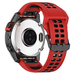 Bracelet en silicone 26mm, bicolore, fermeture rapide avec boucle à double trou pour votre Garmin Enduro/Fenix 7X/7X Solar/COROS VERTIX 2 - rouge/noir