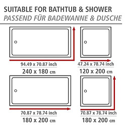 WENKO Rideau de douche Silhouette 180 x 200 cm - Blanc et gris pas cher