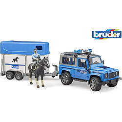 Bruder 02588 - Véhicule de police Land Rover Defender avec remorque pour chevaux