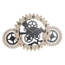 Look & Feel Horloge Murale DKD Home Decor Naturel Noir MDF Engrenage (70 x 4 x 45 cm)