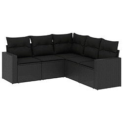 Maison Chic Salon de jardin 5 pcs avec coussins | Ensemble de Table et chaises | Mobilier d'Extérieur noir résine tressée -GKD32927