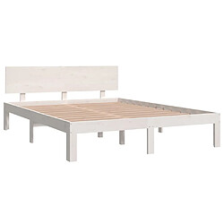 Avis Maison Chic Lit adulte - Lit simple Cadre de lit,Structure du lit Contemporain Blanc Bois de pin massif 140x190 cm -MN45460