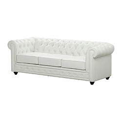 Acheter Vente-Unique Canapé 3 places et 2 fauteuils CHESTERFIELD - Simili Blanc