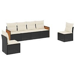 Maison Chic Salon de jardin 6 pcs avec coussins | Ensemble de Table et chaises | Mobilier d'Extérieur noir résine tressée -GKD12352