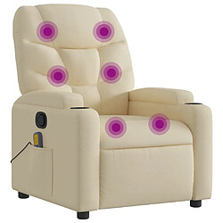 vidaXL Fauteuil de massage inclinable Crème Tissu